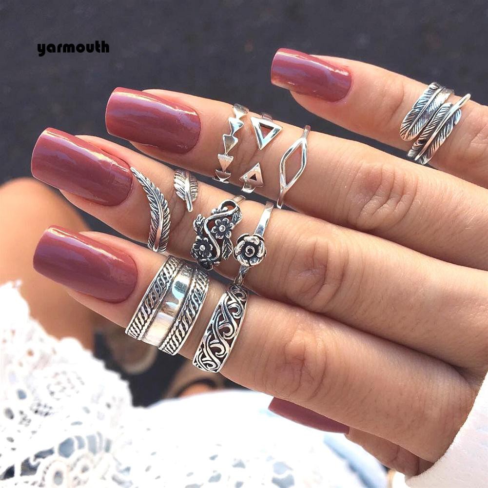 Set 9 Nhẫn Đeo Khớp Ngón Tay Vintage Cho Nữ