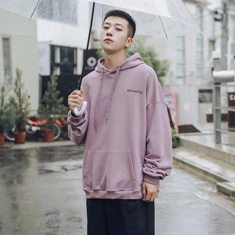 [Baywellfashion]Áo Hoodie Nam Dáng Rộng In Chữ