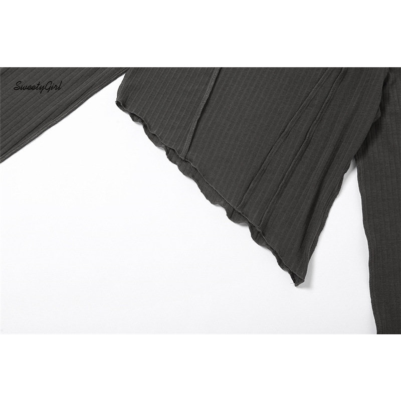 Áo Thun Tay Dài Dáng Ôm Cổ Tròn Màu Xám Trơn Thời Trang 2022 Dành Cho Nữ