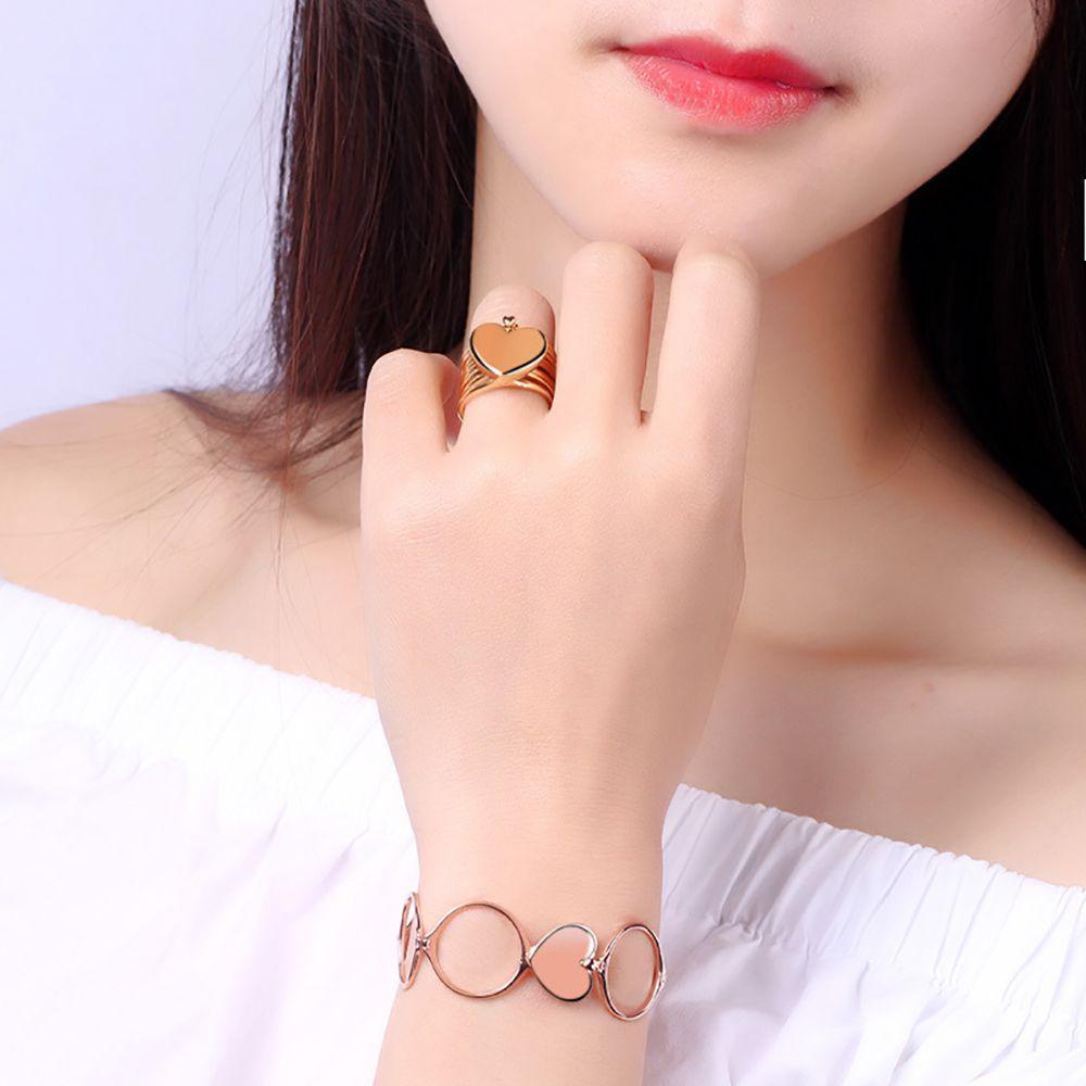 MOCHO Vòng Tay Kèm Nhẫn Bằng Hợp Kim Thiết Kế Độc Đáo Lãng Mạn Cho Nữ