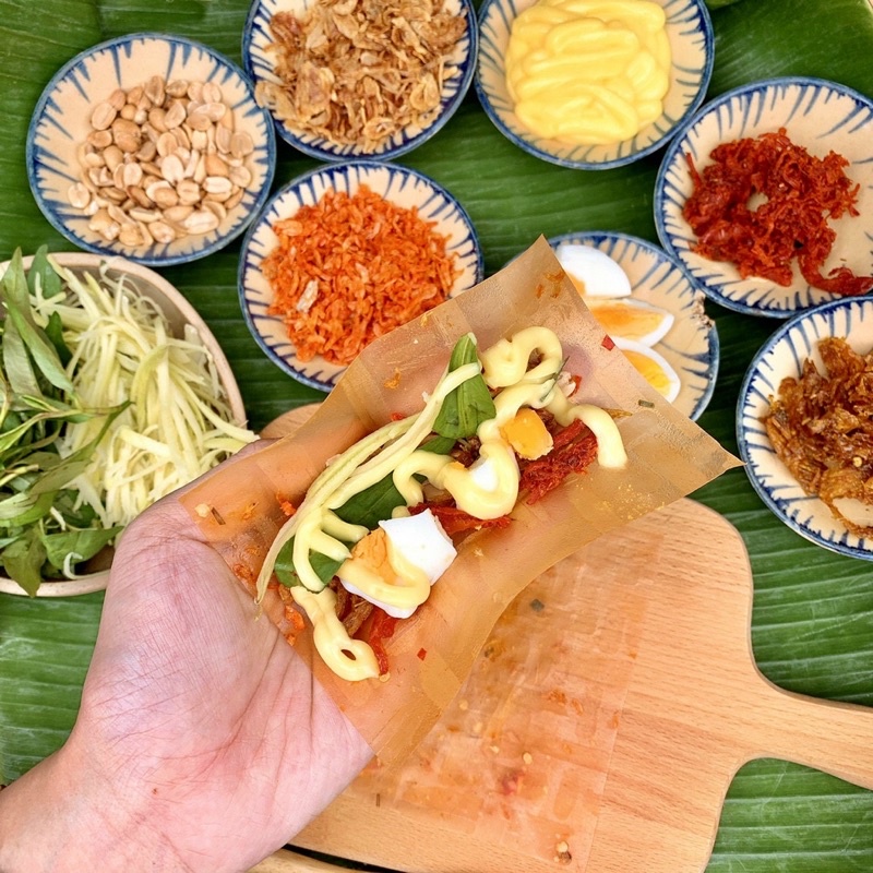 Set bánh tráng dẻo tôm bơ lục vị