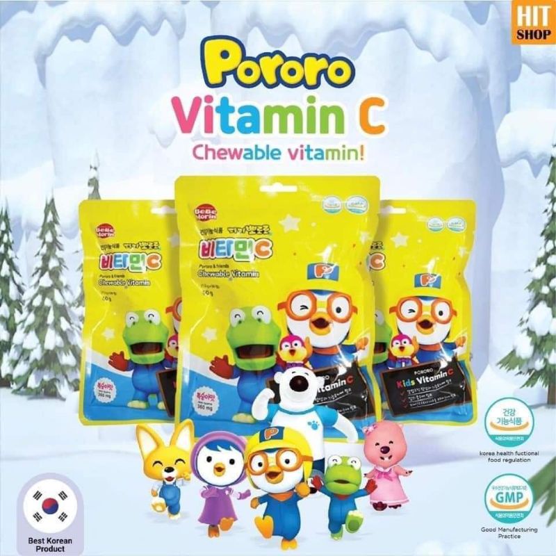 Kẹo Vitamin C&D Pororo Vị Đào 60g