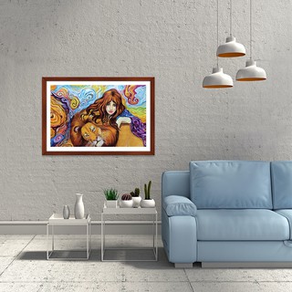 Tranh treo tường trang trí “Cô gái bên sư tử” | Tranh treo tường W4075