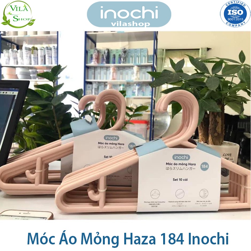 [ Set 10 ] Móc Treo Quần Áo, Móc Quần Áo Mỏng Hara 184, Bộ Sưu Tập Móc Quần Áo Người Lớn Nhựa Cao Cấp Inochi