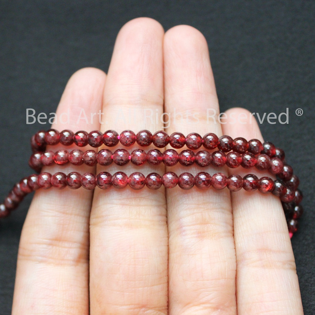 4MM Đá Hồng Lựu  Loại AB, Hoả, Thổ, Vòng Tay Phong Thuỷ, Chuỗi Hạt S50 - Bead Art
