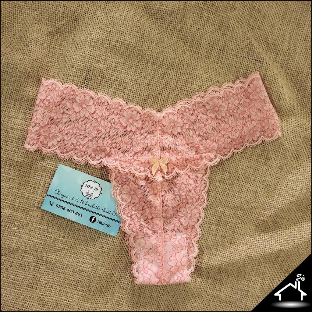 Bộ đồ lót sexy by Nhà Sò ren hoa mai hồng cam quần Y và T NS108 | BigBuy360 - bigbuy360.vn