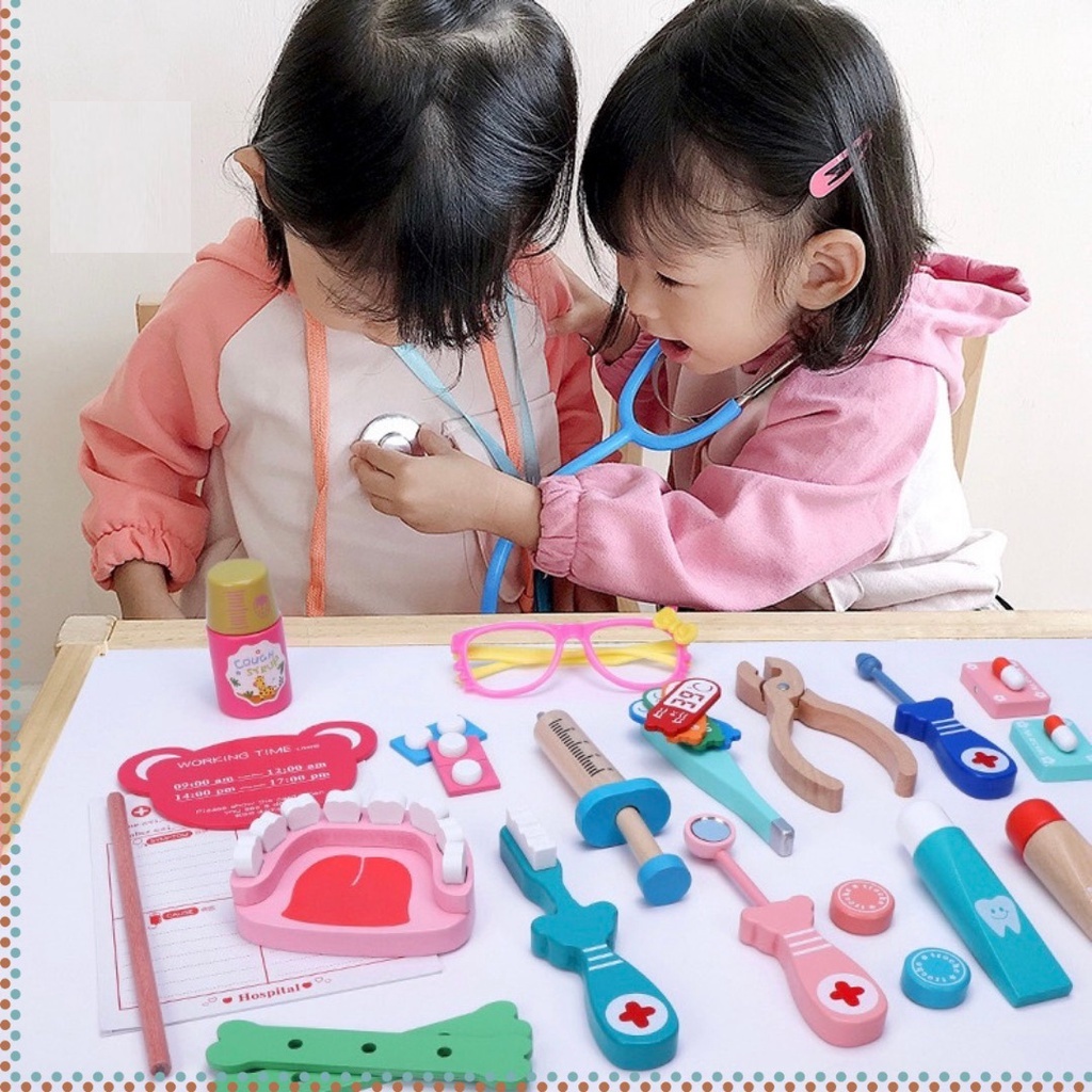 Bộ Đồ Chơi Bác Sĩ Bằng Gỗ Loại 1- Đồ Chơi Nhập Vai- Hướng Nghiệp- Bé tập làm bác sỹ