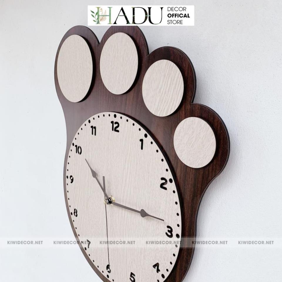 Đồng Hồ Treo Tường Chân Gấu Dễ Thương Phong Cách Vintage, Decor Độc Đáo - HaduDecor