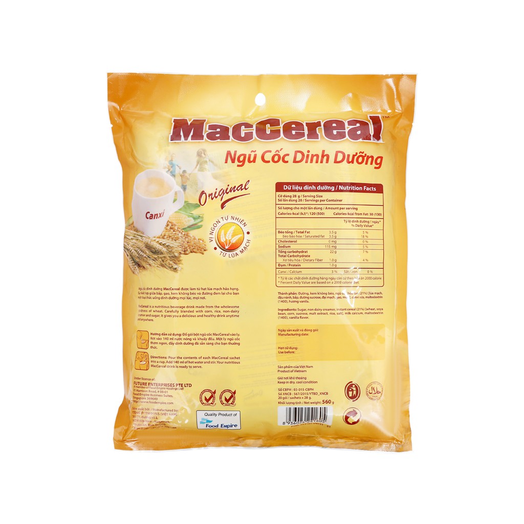 Ngũ Cốc Dinh Dưỡng MacCereal Vị Ngọt Tự Nhiên Từ Lúa Mạch 560g