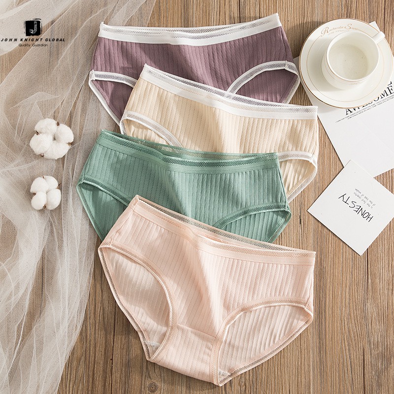 JKG Quần Lót Chất Liệu Cotton Màu Trơn Đáng Yêu