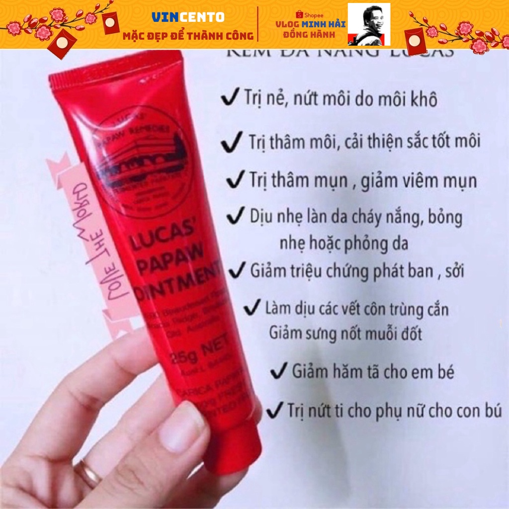 [Hàng mới nhập] Kem đu đủ, kem đa năng Lucas Papaw Ointment 25g - Chính hãng Úc