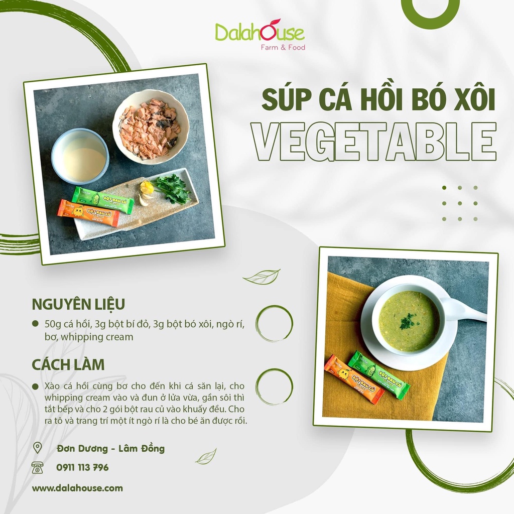 Bột rau củ dinh dưỡng cho bé Dalahouse 63gr sấy lạnh nguyên chất, đạt chuẩn Châu Âu
