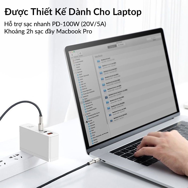 Cáp Sạc Nhanh Type C to Type C Baseus Cafule Series Metal Data Cable PD 100W, 20V/5A Dùng Cho Macbook, iPad Pro, Xiaomi