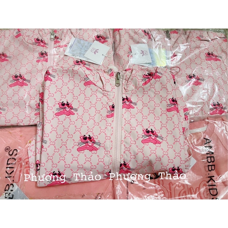 ÁO KHOÁC GIÓ 2 MẶT MÈO HỒNG PINK BÉ GÁI