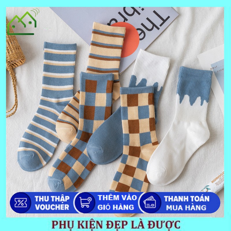 (PHỤKIỆNĐẸP LÀĐƯỢC) Tất Nam Nữ Unisex Cổ Cao Họa Tiết Bánh Quy