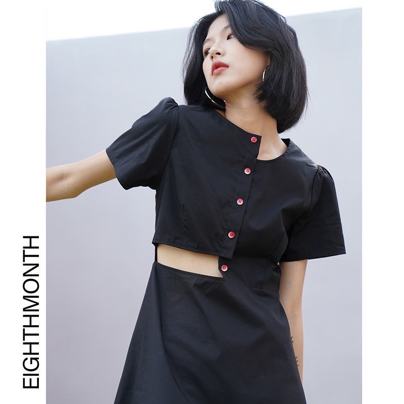 Đầm Đen Phong Cách Retro Pháp Hợp Mùa Xuân Thu