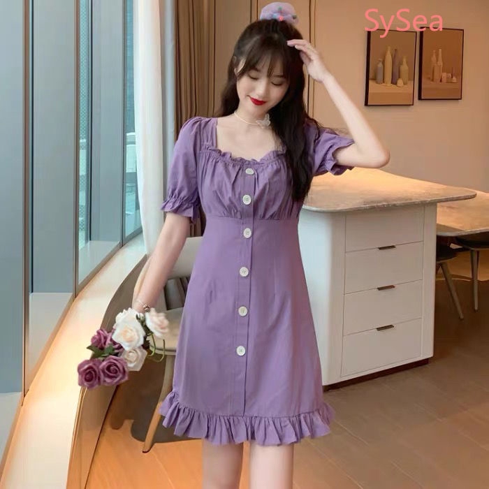 Đầm Tay Ngắn Màu Tím Thời Trang Mùa Hè Cho Nữ | BigBuy360 - bigbuy360.vn