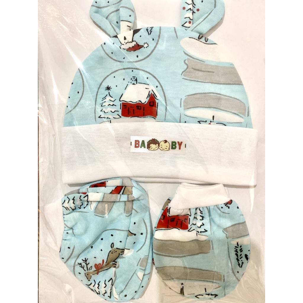 Set 02 Bộ Bao Tay Bao Chân Kèm Nón Họa Tiết Dễ Thương Cho bé