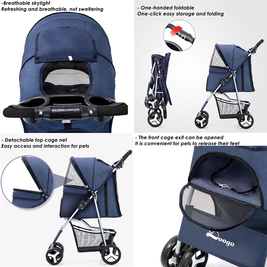 MASTI Xe đẩy thú cưng 4 bánh chịu tải tối đa 15kg LI0309