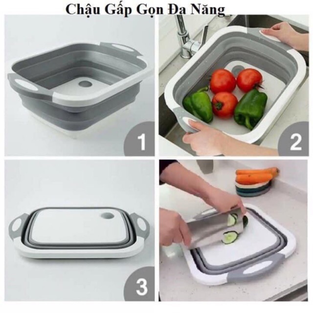 CHẬU KÈM THỚT GẤP GỌN THÔNG MINH