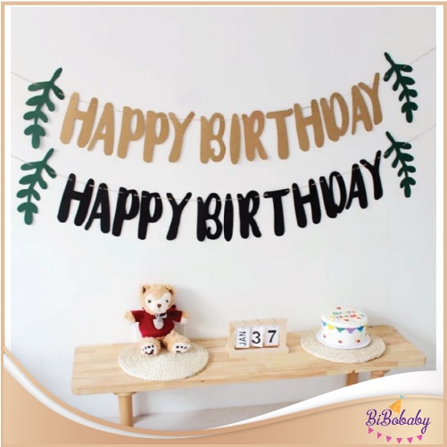 Dây chữ Happy birthday dạ đen mẫu Hàn Quốc trang trí sinh nhật