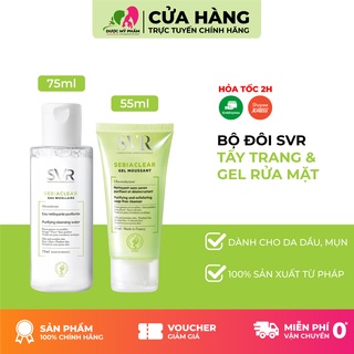 Sữa Rửa Mặt SVR SEBIACLEAR Moussant 55ml & Tẩy Trang SEBIACLEAR Eau Micellaire Cho Da Dầu Mụn 75ml