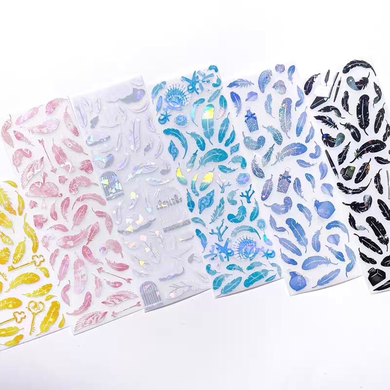 Sticker lông vũ_hình dán trang trí top, card