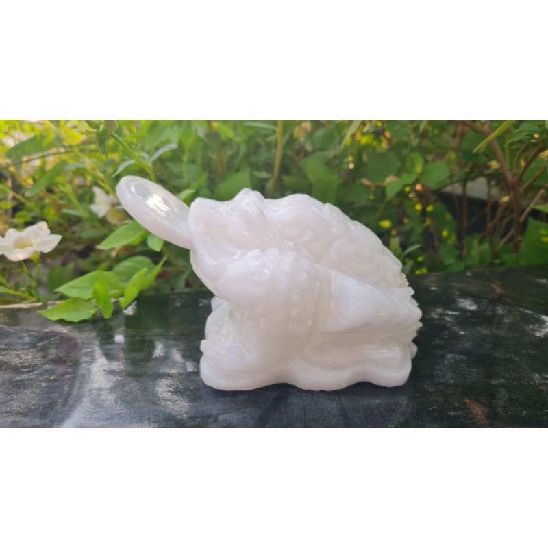 Thiềm thừ  màu trắng đá nguyên khối size 12cm, 15cm và 20cm