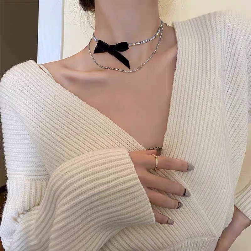 Choker thắt nơ lấp lánh - vòng cổ thắt nơ lấp lánh