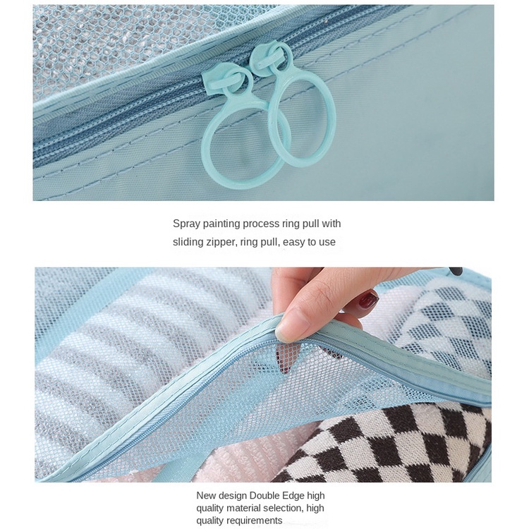 Set 8 Túi Đựng Đồ Bằng Polyester Dày Dặn Chống Thấm Nước Có Khóa Kéo Tiện Dụng