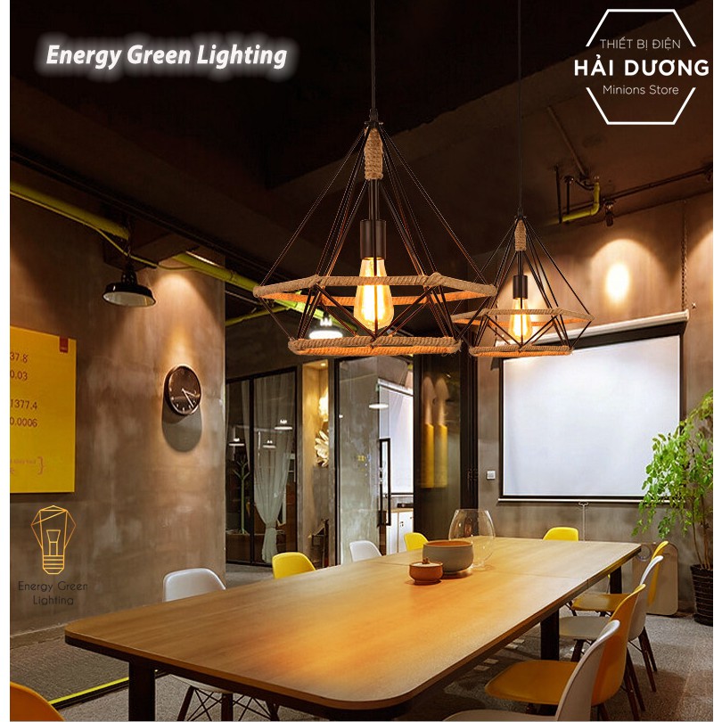 Đèn Thả Decor Kim Cương Quấn Dây Phong Cách Tân Cổ Điển - Đường Kính 25cm - Tặng kèm bóng led - Energy Green Lighting