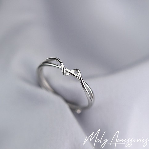 Nhẫn bạc kiểu dáng uốn lượn đơn giản nhẹ nhàng tinh tế dành cho nữ - Mely B62