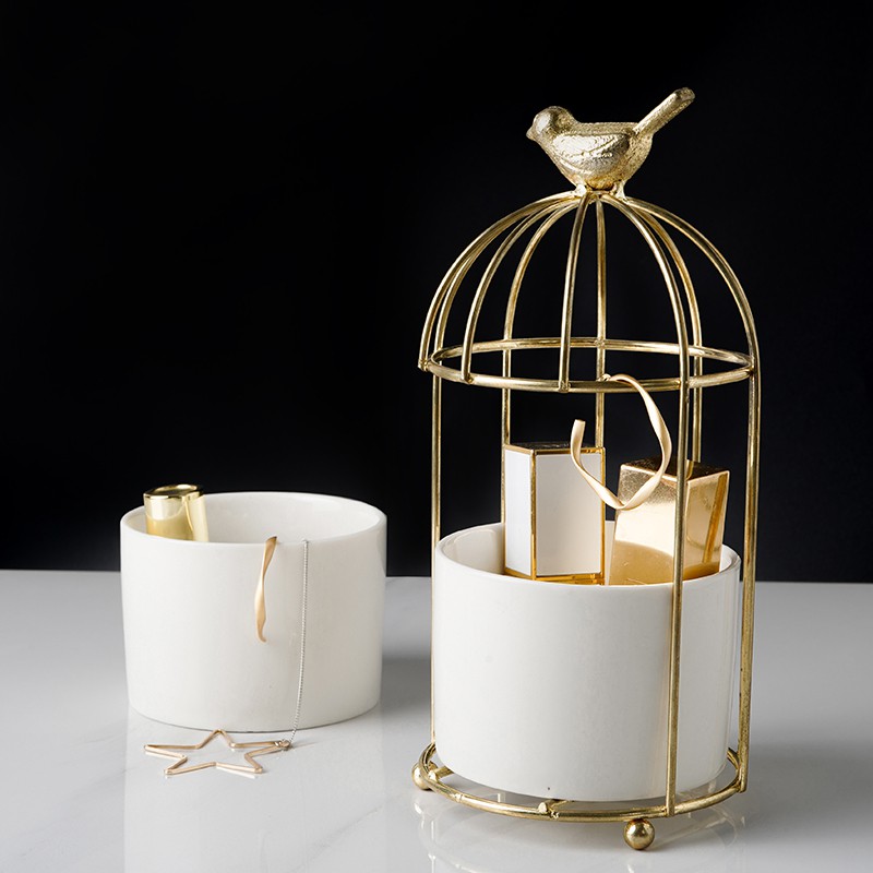 Chậu hoa để bàn hình lồng chim bằng sắt trang trí nội thất