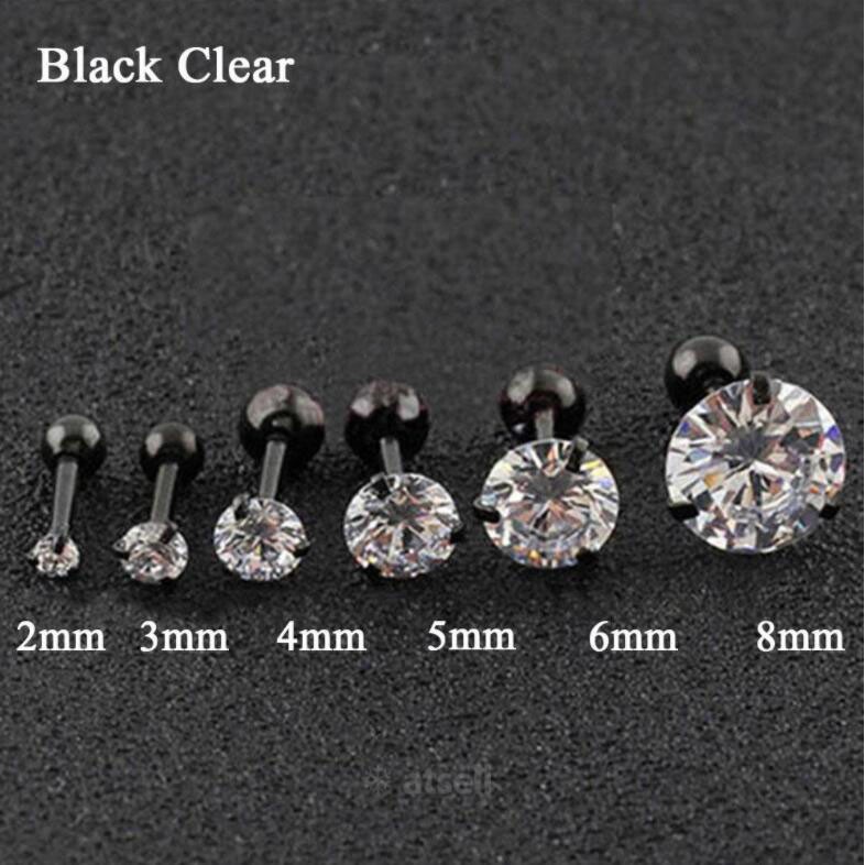 Khuyên Tai Đính Đá zircon Chất Liệu Thép Không Gỉ