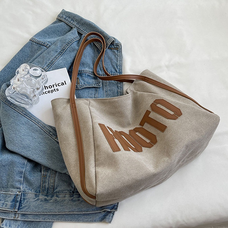 Túi Xách Đeo Vai Vải Bạt Ngăn Chứa Rộng Thời Trang Nữ Sành Điệu