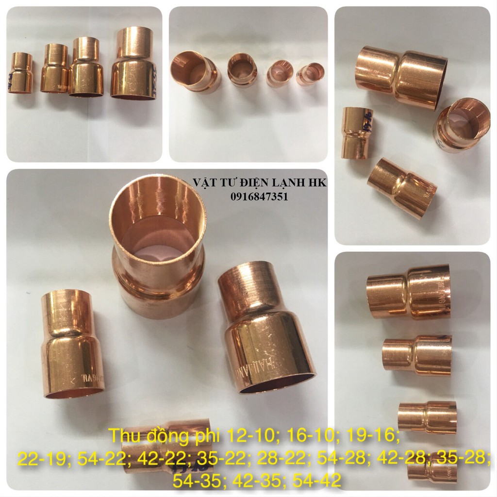 Cút đồng 90 độ - Măng xông nối đồng - Thu đồng các cỡ  hàn nối ống đồng
