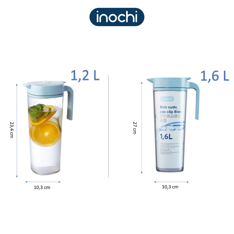 Bình Đựng Nước Biwa INOCHI Chất Liệu Nhựa Cao Cấp, An Toàn Cho Sức Khoẻ (1.2L - 1.6L)