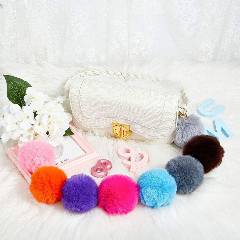 Set 50 Móc Khóa Lông Xù Nhiều Màu Mềm Mại Dành Cho Nữ