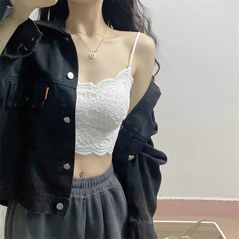 Áo bra croptop. Áo bra ren nữ cao cấp có mút tháo rời được bđ37
