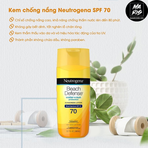 Kem Chống Nắng đi biển Neutrogena Beach Defense Water + Sun Protection Oxybenzone-Free Sunscreen Lotion