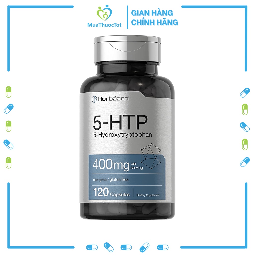 Horbaach 5 HTP Supplement 400mg Giảm căng thẳng cân bằng tâm trạng 120 viên