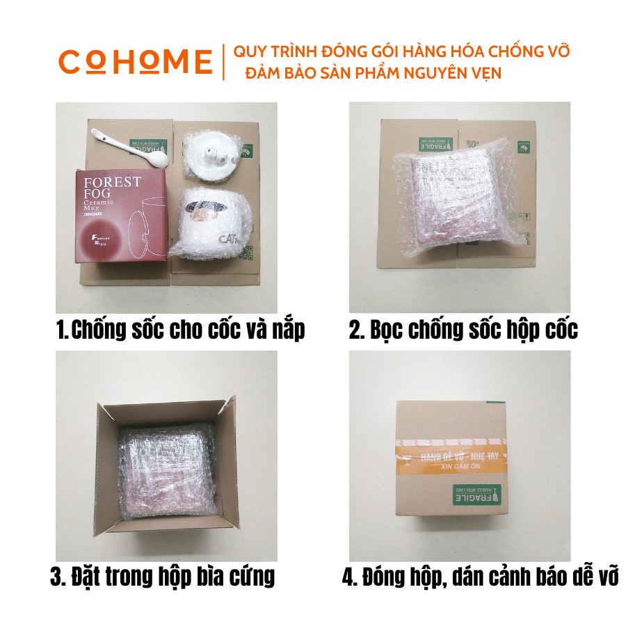 Cốc Sứ Có Nắp Milk Xanh 400ml Chất Lượng Cao