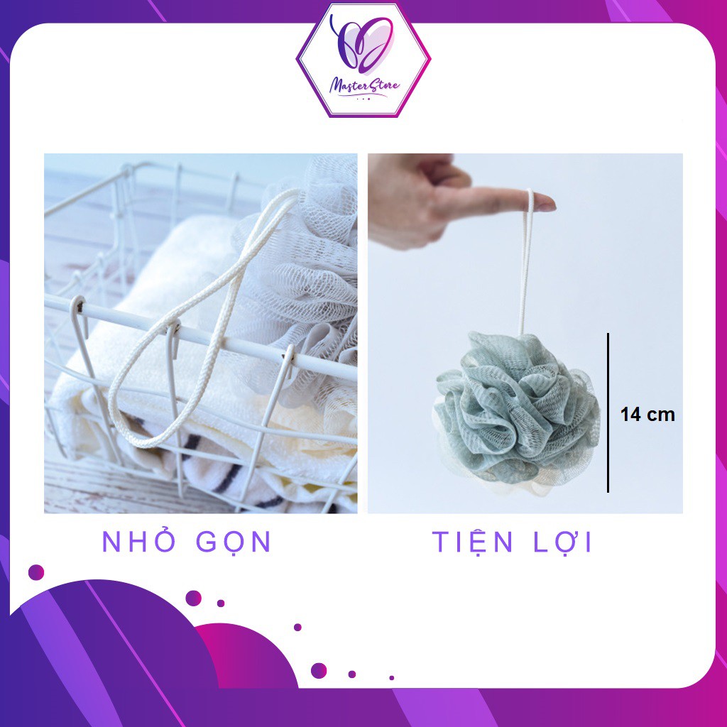 Bông tắm tròn tạo bọt cao cấp có dây treo tiện lợi Master Store