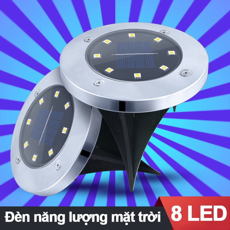 Đèn tròn 8 LED cắm đất năng lượng mặt trời trang trí sân vườn
