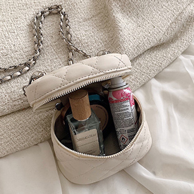 Túi đeo vai IELGY mini họa tiết sọc hình thoi phối chuỗi xích thời trang dành cho nữ