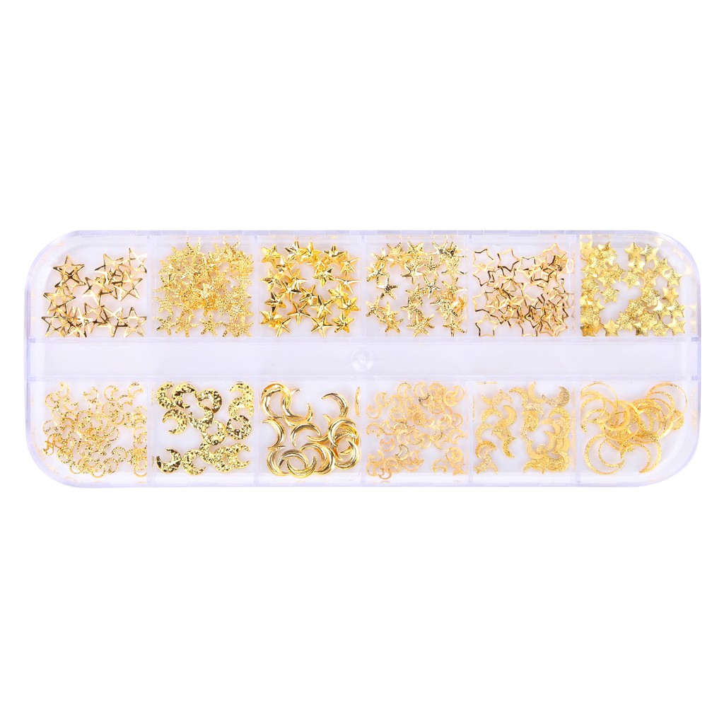 MONJA Hộp 12 Ngăn Phụ Kiện 3D Trang Trí Móng Tay Home DIY