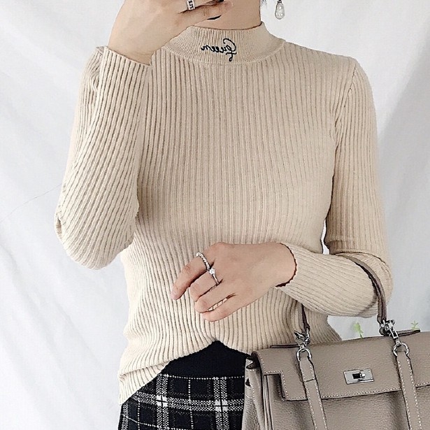 áo len nữ dệt kim nữ tay dài màu trơn phong cách Hàn Quốc | BigBuy360 - bigbuy360.vn