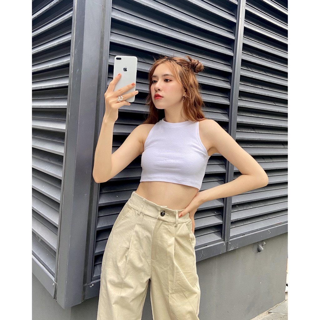 Áo Croptop Ba Lỗ - Áo Crt Sát Nách Chất Thun Borip Dày Dặn 3 Màu Siêu Hot (ảnh thật)