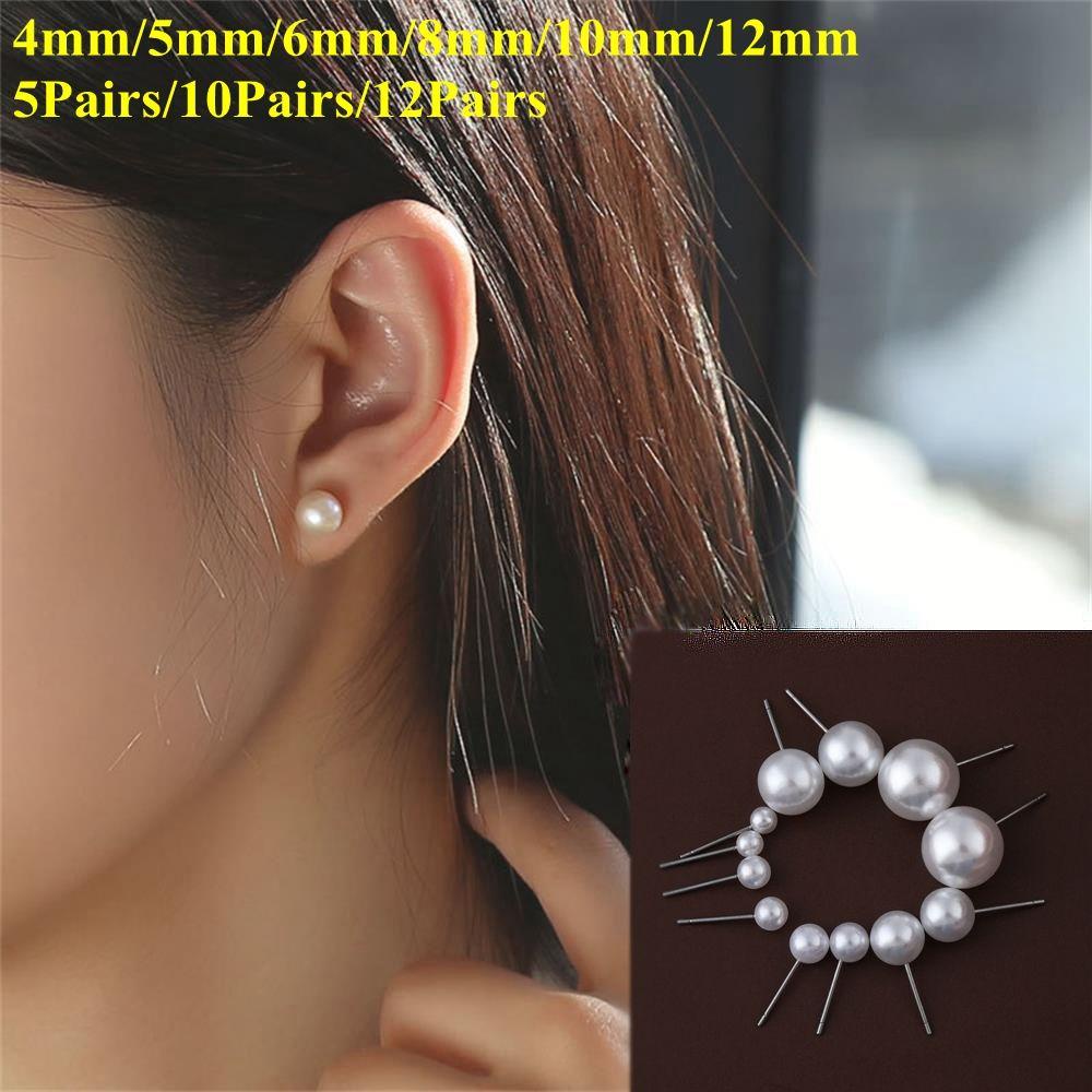 EUCA 5 Đôi / 10 / 12 Đôi Bông Tai Tròn Thời Trang 4mm 5mm 6mm 8mm 10mm 12mm