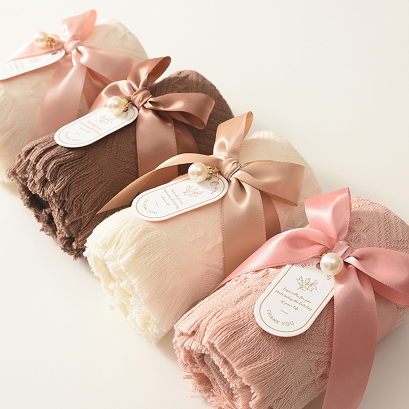 Khăn Tắm Cotton 13 8X29 5 Inch Trang Trí Thắt Nơ Xinh Xắn